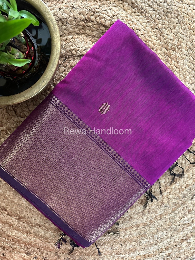 Maheshwari Deep Purple Zari Skirt Butti Saree ZSB0124