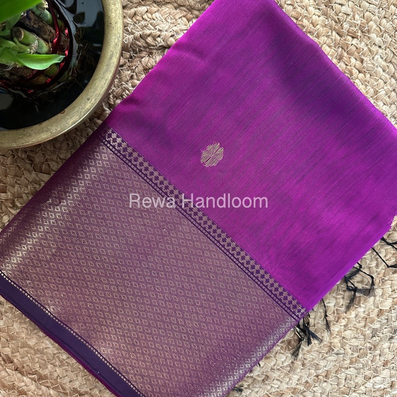 Maheshwari Deep Purple Zari Skirt Butti Saree ZSB0124