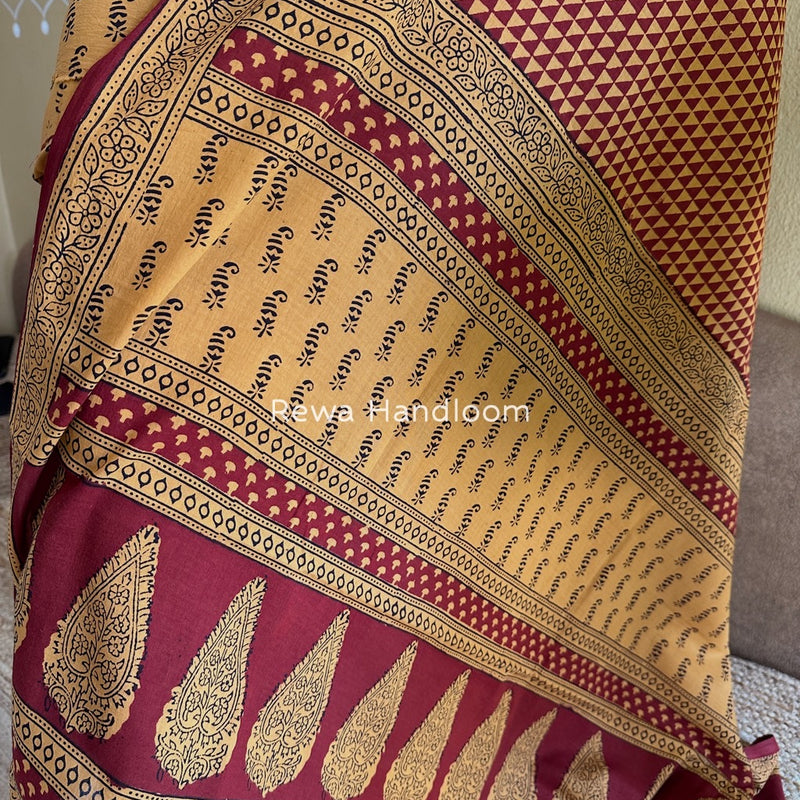 Orange-Maroon Bagh Print Cotton Suit BGCSJ084