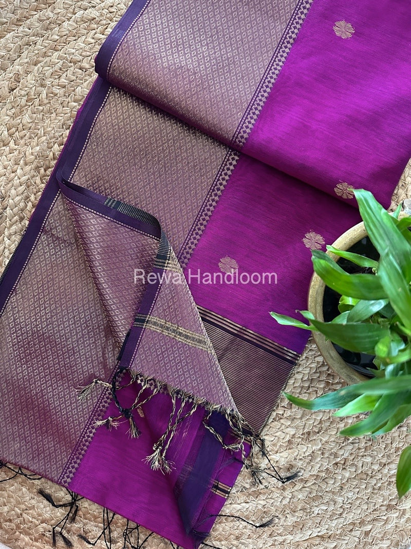 Maheshwari Deep Purple Zari Skirt Butti Saree ZSB0124