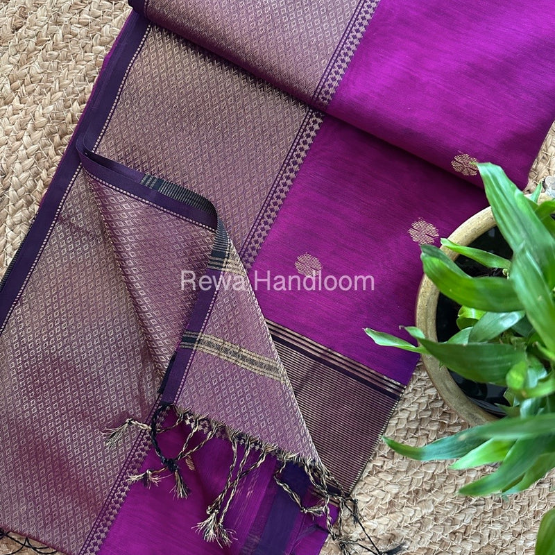 Maheshwari Deep Purple Zari Skirt Butti Saree ZSB0124