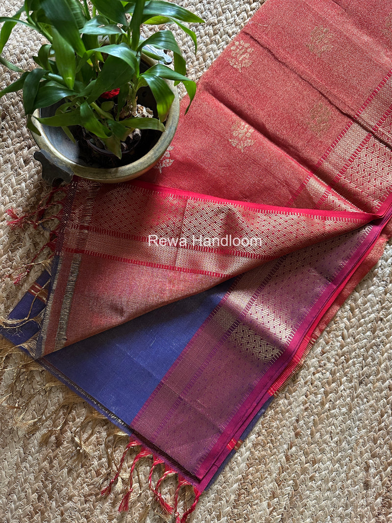 Maheshwari Blue Tissue Butti Saree TBBS0127
