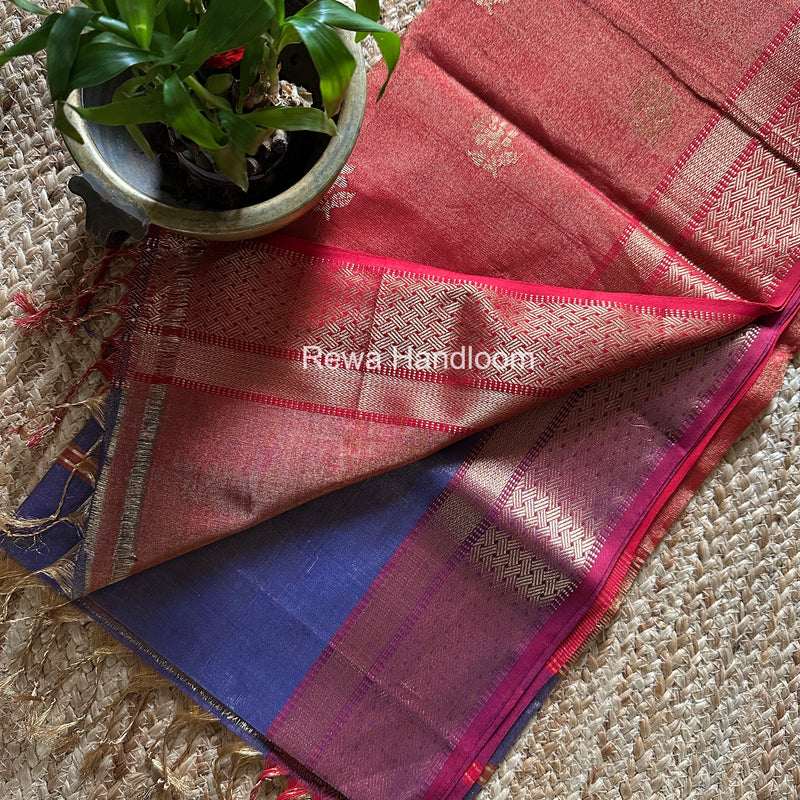 Maheshwari Blue Tissue Butti Saree TBBS0127