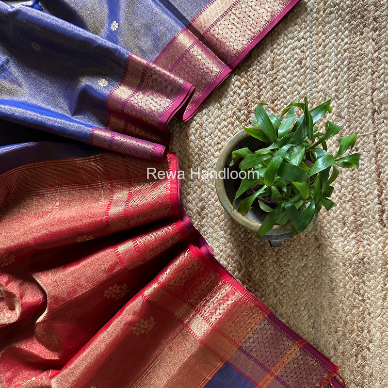Maheshwari Blue Tissue Butti Saree TBBS0127