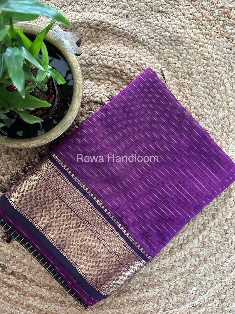 Maheshwari Deep Purple Zari Linning Saree GL082