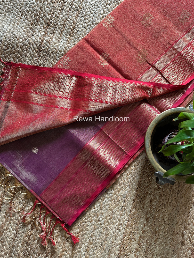 Maheshwari Magenta Tissue Butti Saree TBBS0128