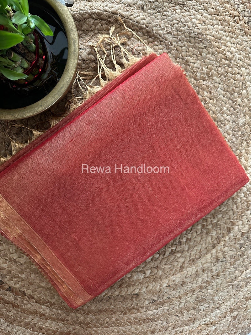 Maheshwari Red Tissue Saree TS038