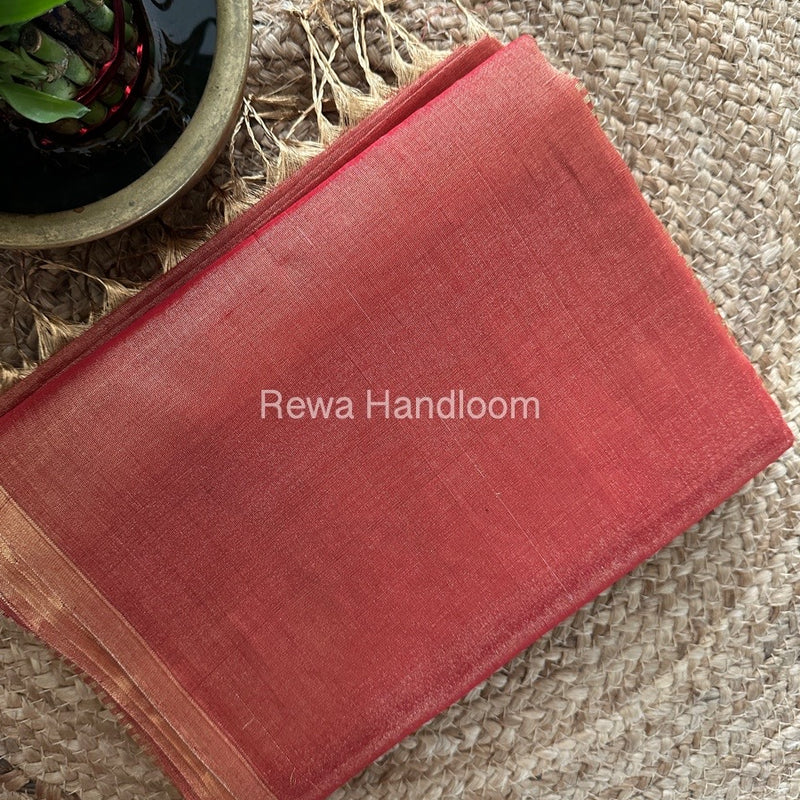 Maheshwari Red Tissue Saree TS038