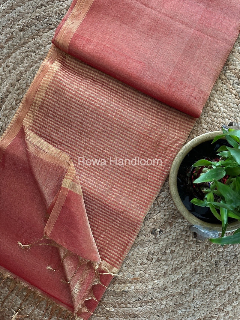 Maheshwari Red Tissue Saree TS038