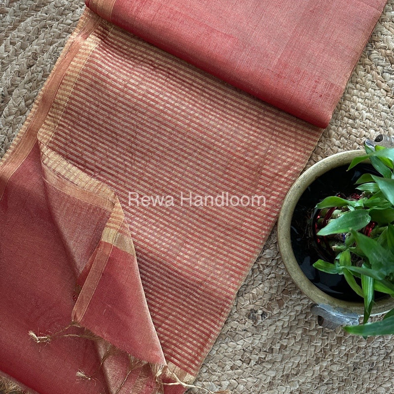 Maheshwari Red Tissue Saree TS038