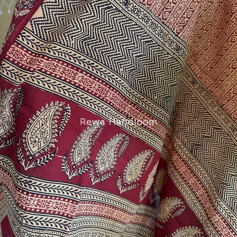 Red-Cream Bagh Print Cotton Suit BGCSJ049