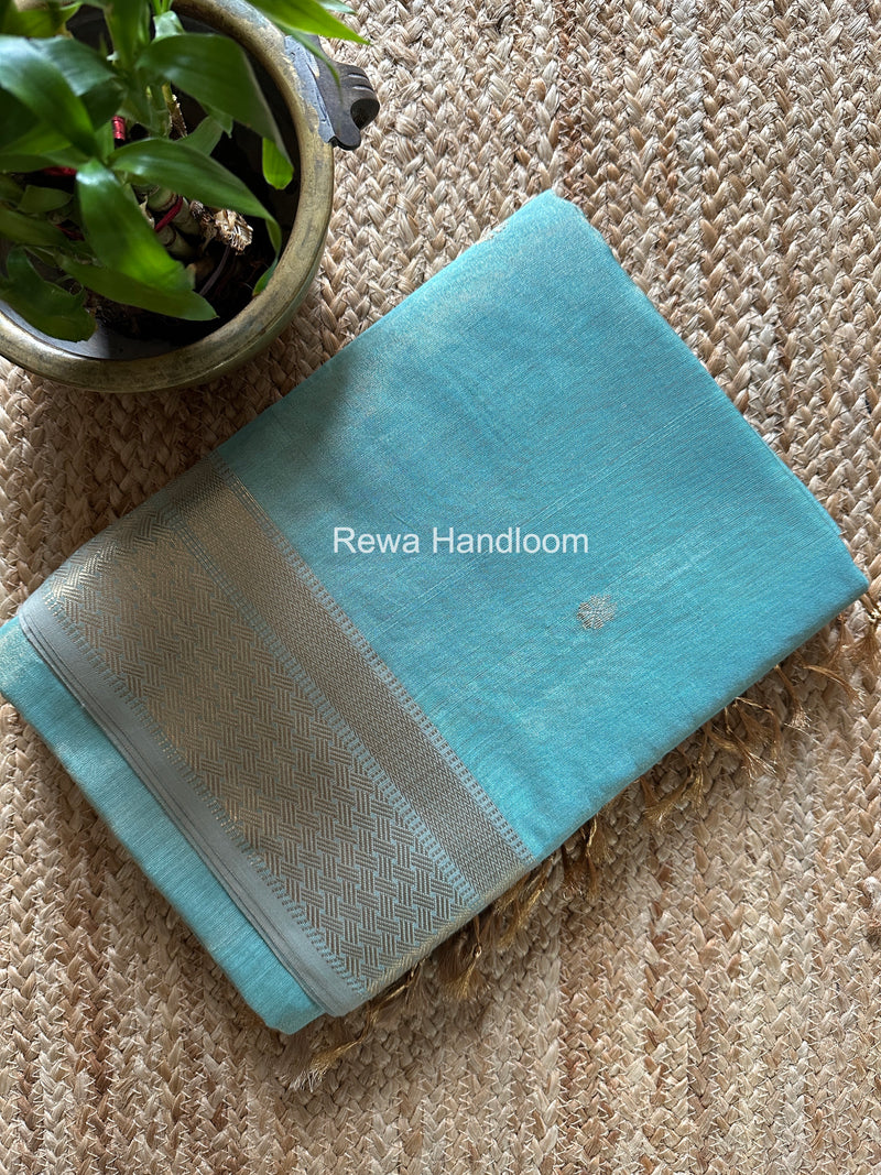 Maheshwari Light Sea Green Tissue Butti Saree TBBS0129