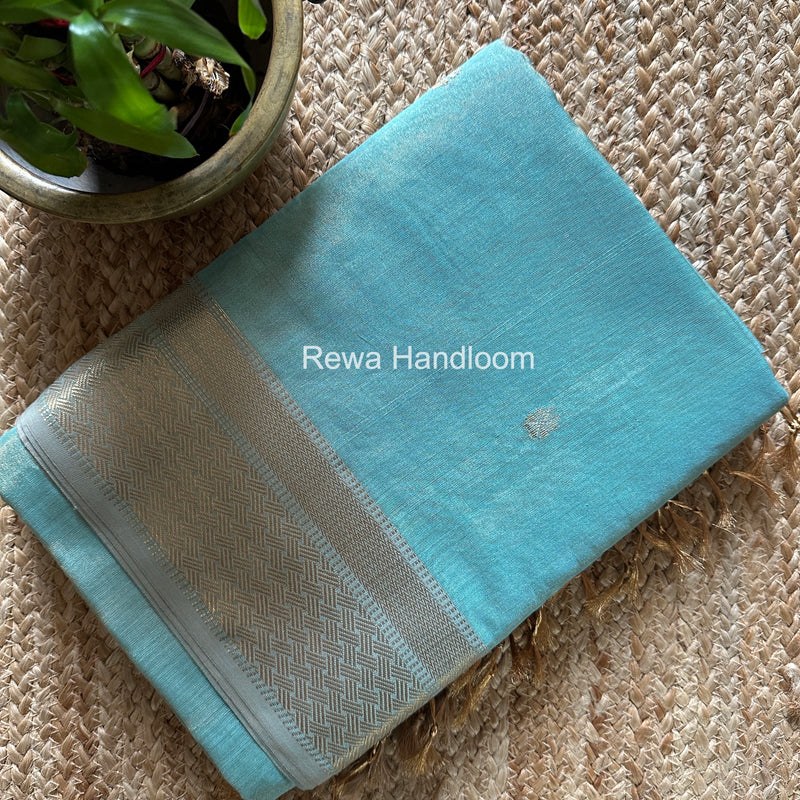 Maheshwari Light Sea Green Tissue Butti Saree TBBS0129