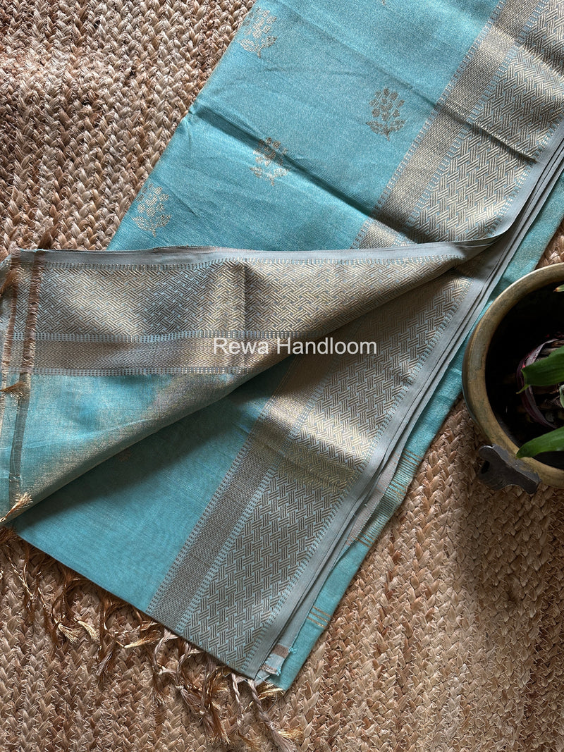 Maheshwari Light Sea Green Tissue Butti Saree TBBS0129