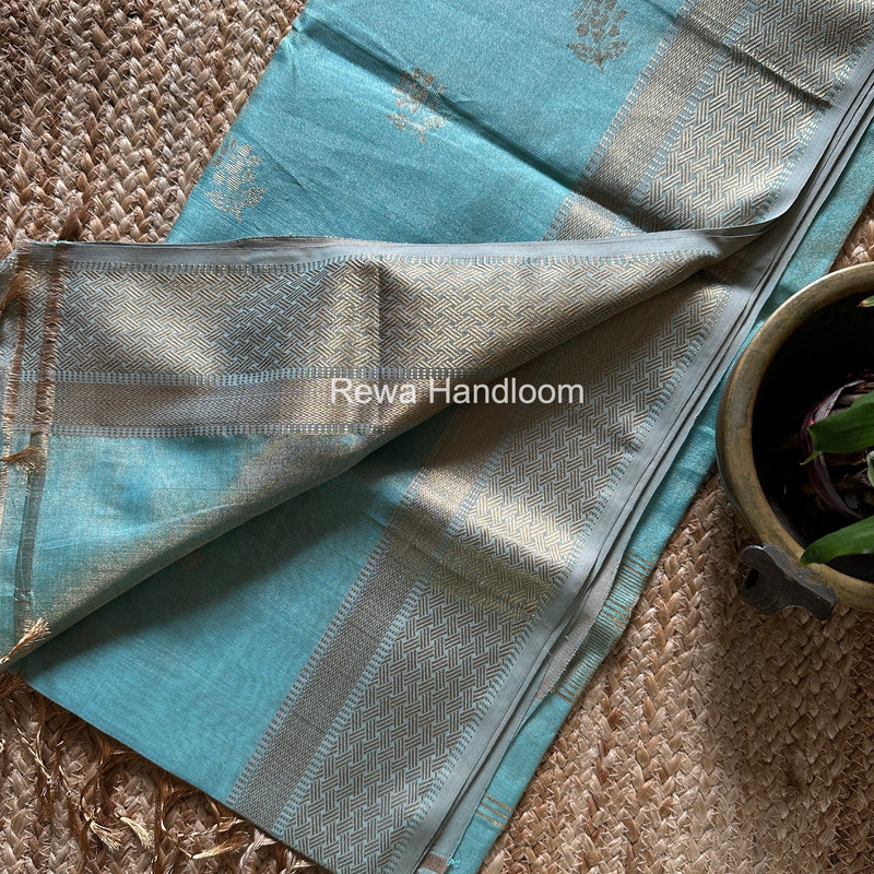 Maheshwari Light Sea Green Tissue Butti Saree TBBS0129