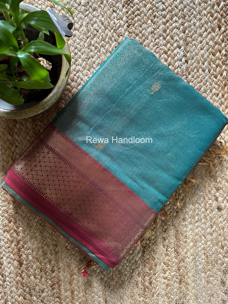 Maheshwari Rama Green Tissue Butti Saree TBBS0130