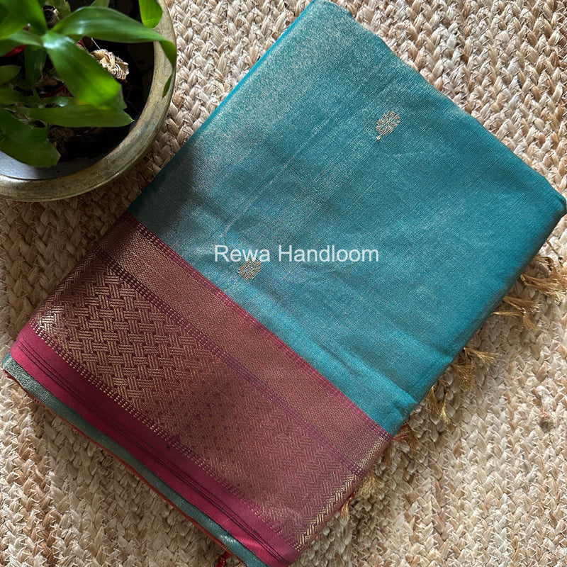 Maheshwari Rama Green Tissue Butti Saree TBBS0130