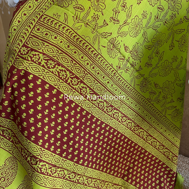 Red-Parrot Green Bagh Print Cotton Suit BGCSJ033