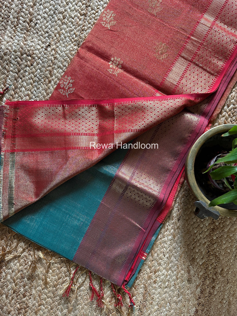 Maheshwari Rama Green Tissue Butti Saree TBBS0130