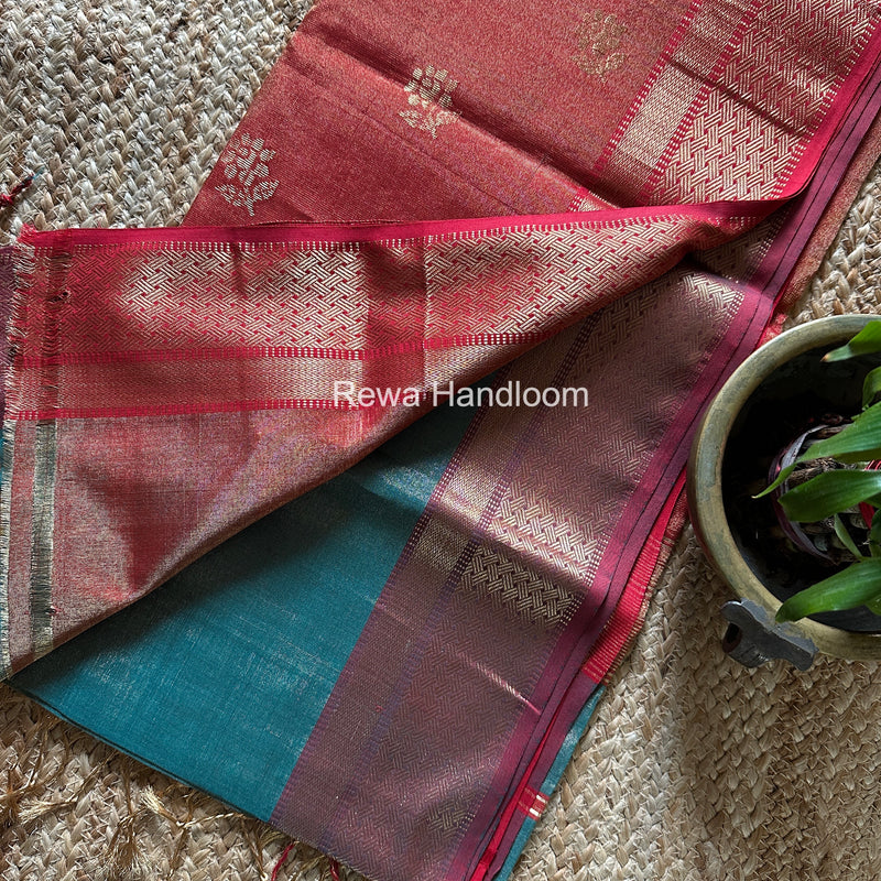 Maheshwari Rama Green Tissue Butti Saree TBBS0130