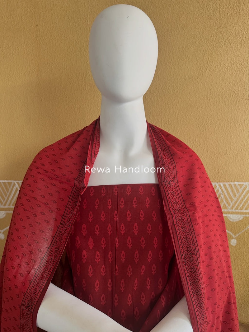 Red Bagh Print Cotton Suit BGCSJ029