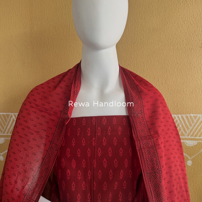 Red Bagh Print Cotton Suit BGCSJ029