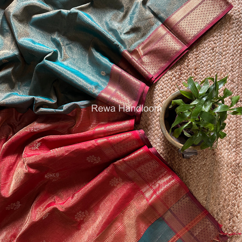 Maheshwari Rama Green Tissue Butti Saree TBBS0130