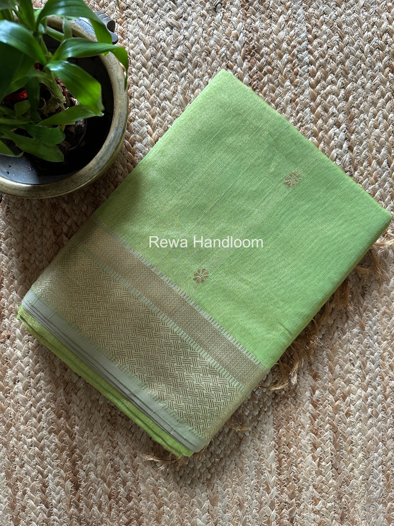 Maheshwari Parrot Green Tissue Butti Saree TBBS0131