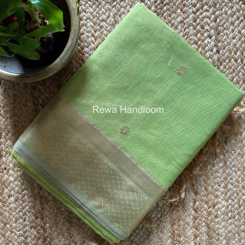 Maheshwari Parrot Green Tissue Butti Saree TBBS0131