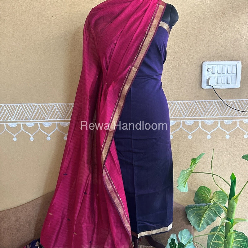 Maheshwari Peacock Buta-Buti Top-Dupatt Set