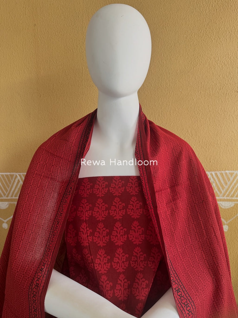 Red Bagh Print Cotton Suit BGCSJ035