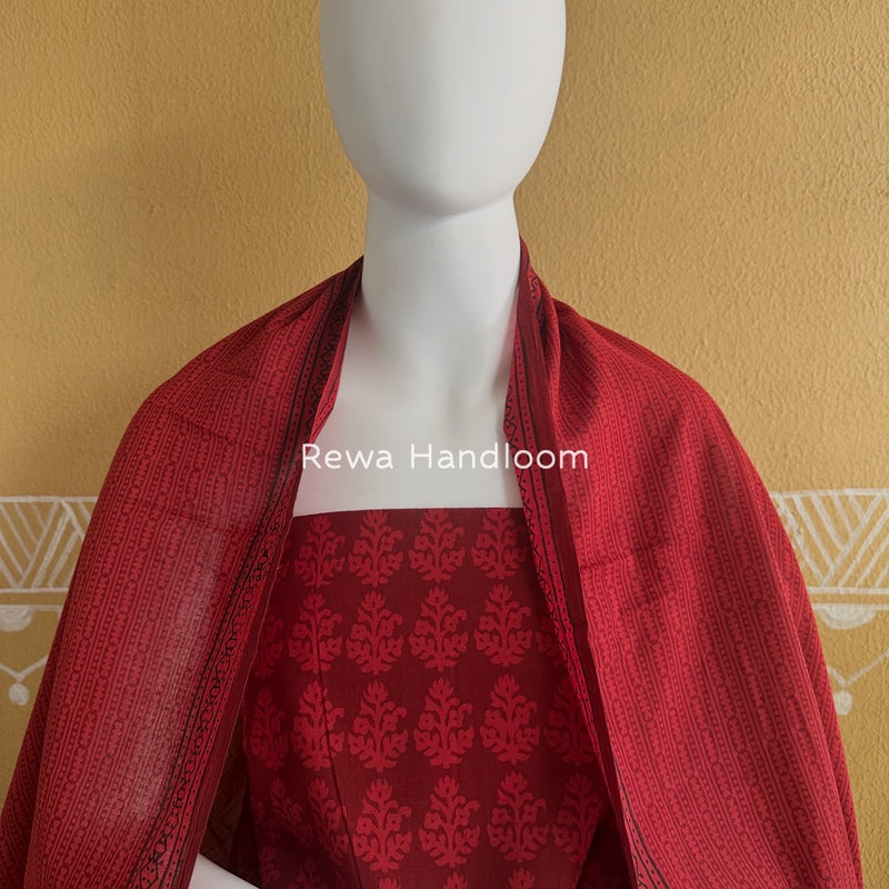 Red Bagh Print Cotton Suit BGCSJ035
