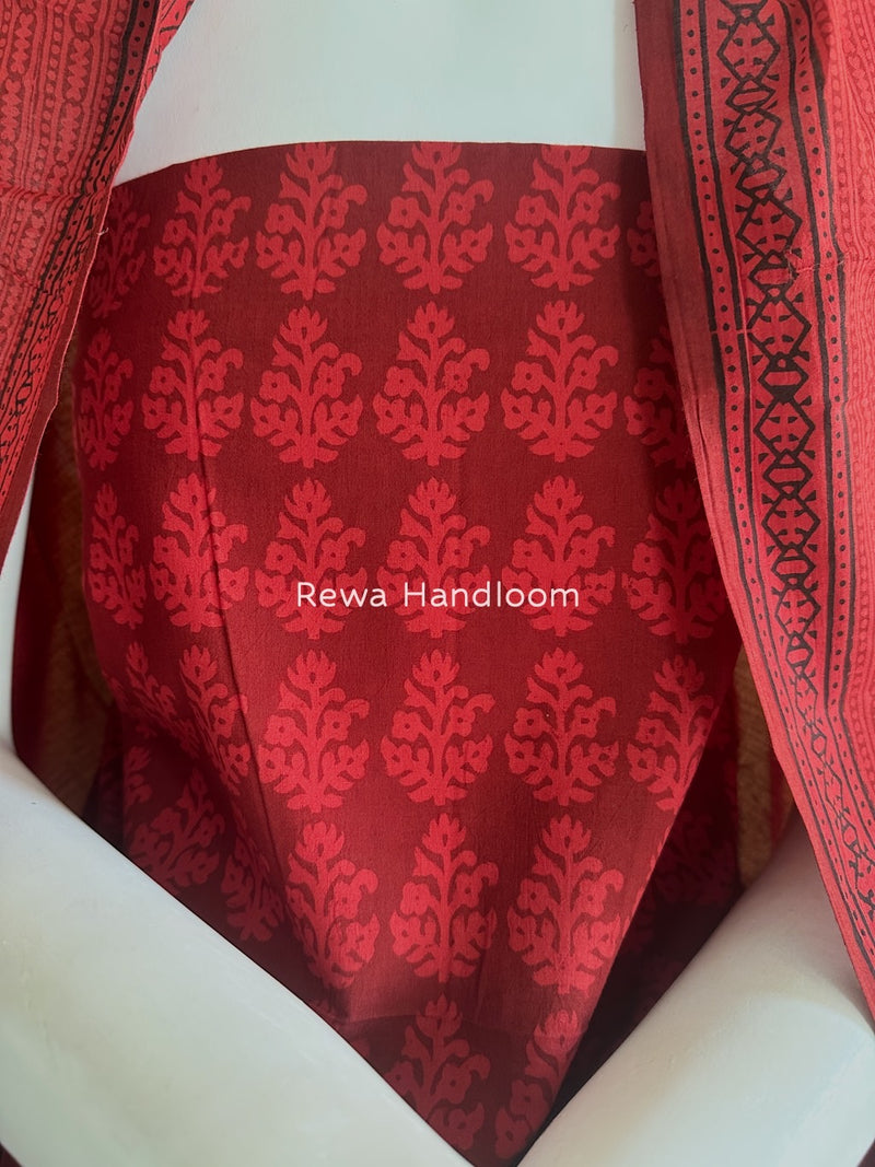 Red Bagh Print Cotton Suit BGCSJ035