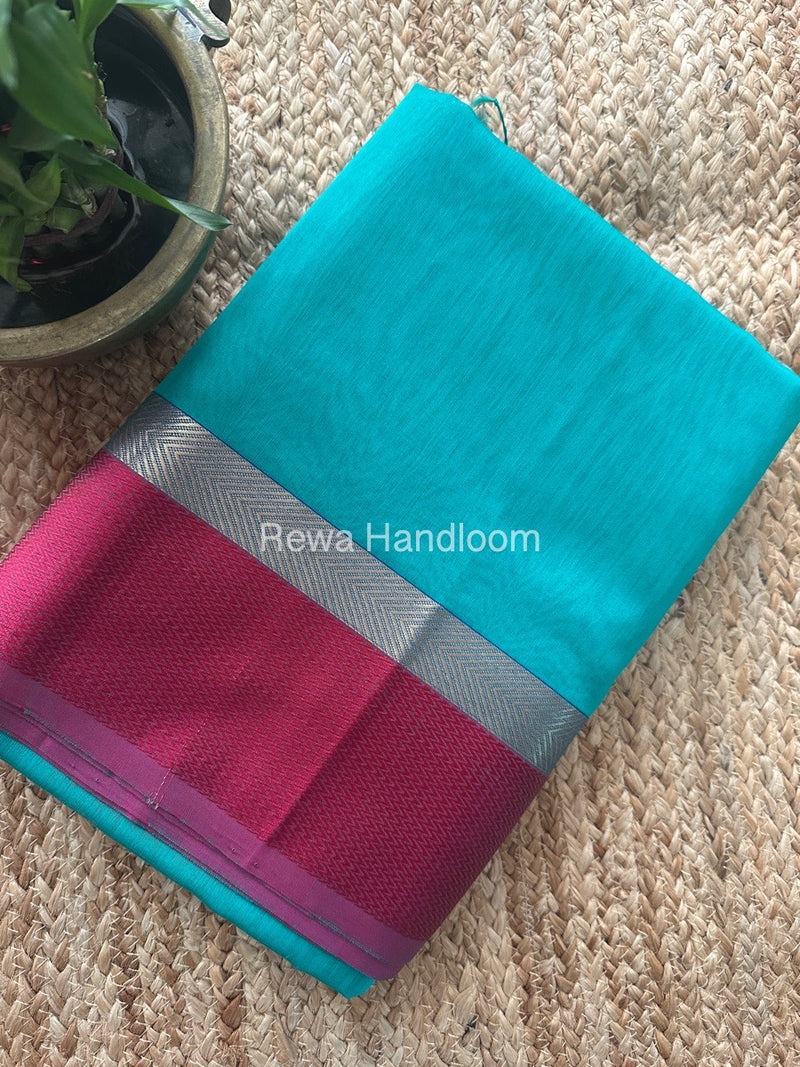 Light Sea Green Ganga Jamuna Maheshwari Saree GJ0140