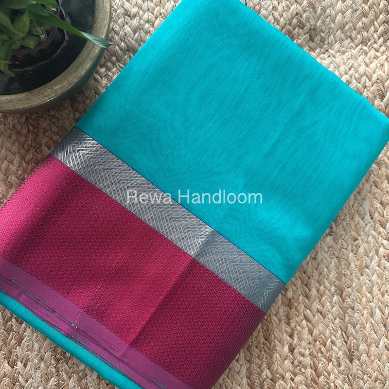 Light Sea Green Ganga Jamuna Maheshwari Saree GJ0140