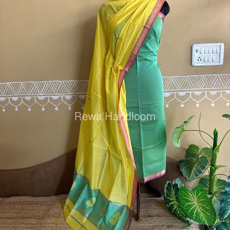 Maheshwari Peacock Buta-Buti Top-Dupatta Set