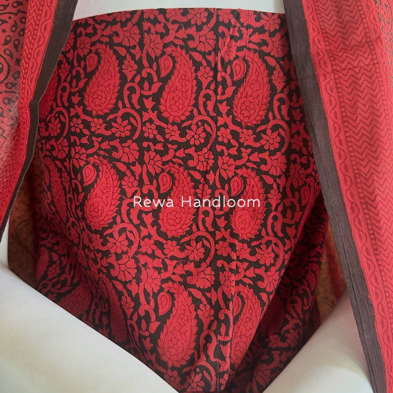 Red-Black Bagh Print Cotton Suit BGCSJ067