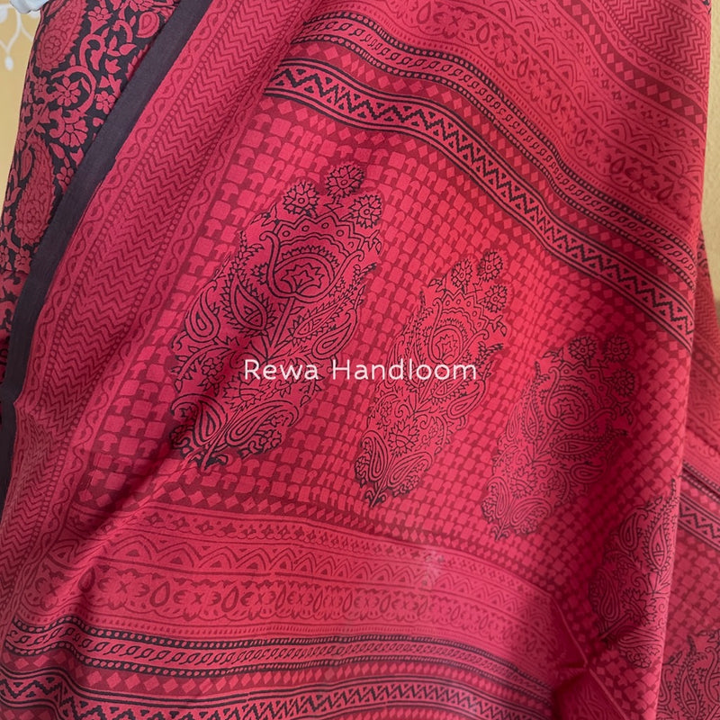 Red-Black Bagh Print Cotton Suit BGCSJ067