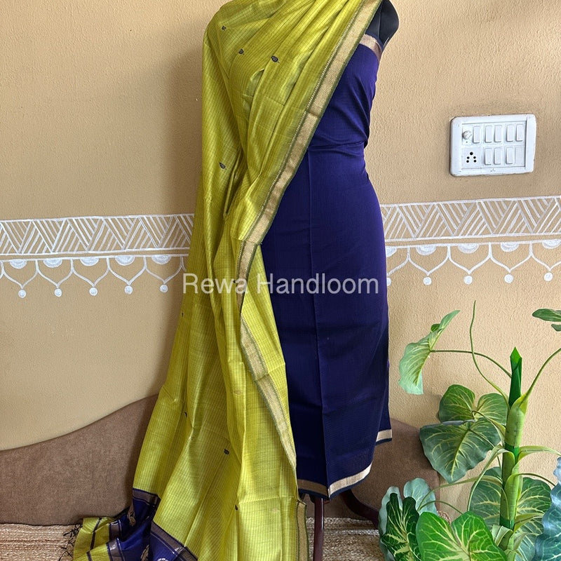 Maheshwari Peacock Buta-Buti Top-Dupatta Set