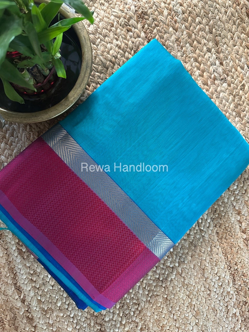 Teal Green Ganga Jamuna Maheshwari Saree GJ0144