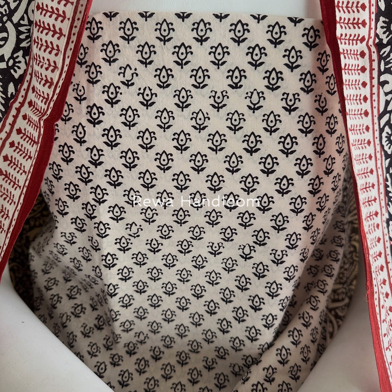 White-Black Bagh Print Cotton Suit BGCSJ061