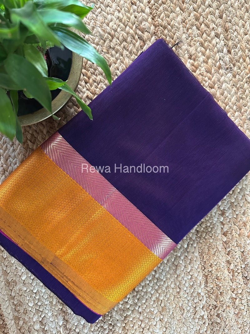 Dark Purple Ganga Jamuna Maheshwari Saree GJ0141