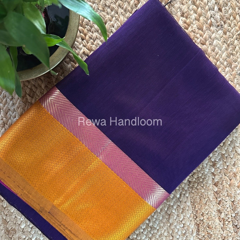 Dark Purple Ganga Jamuna Maheshwari Saree GJ0141