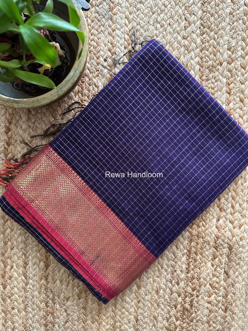 Maheshwari Violet Zari Checks Saree ZCHX480