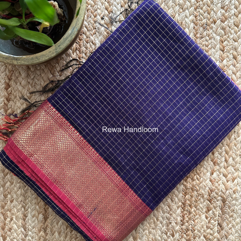 Maheshwari Violet Zari Checks Saree ZCHX480
