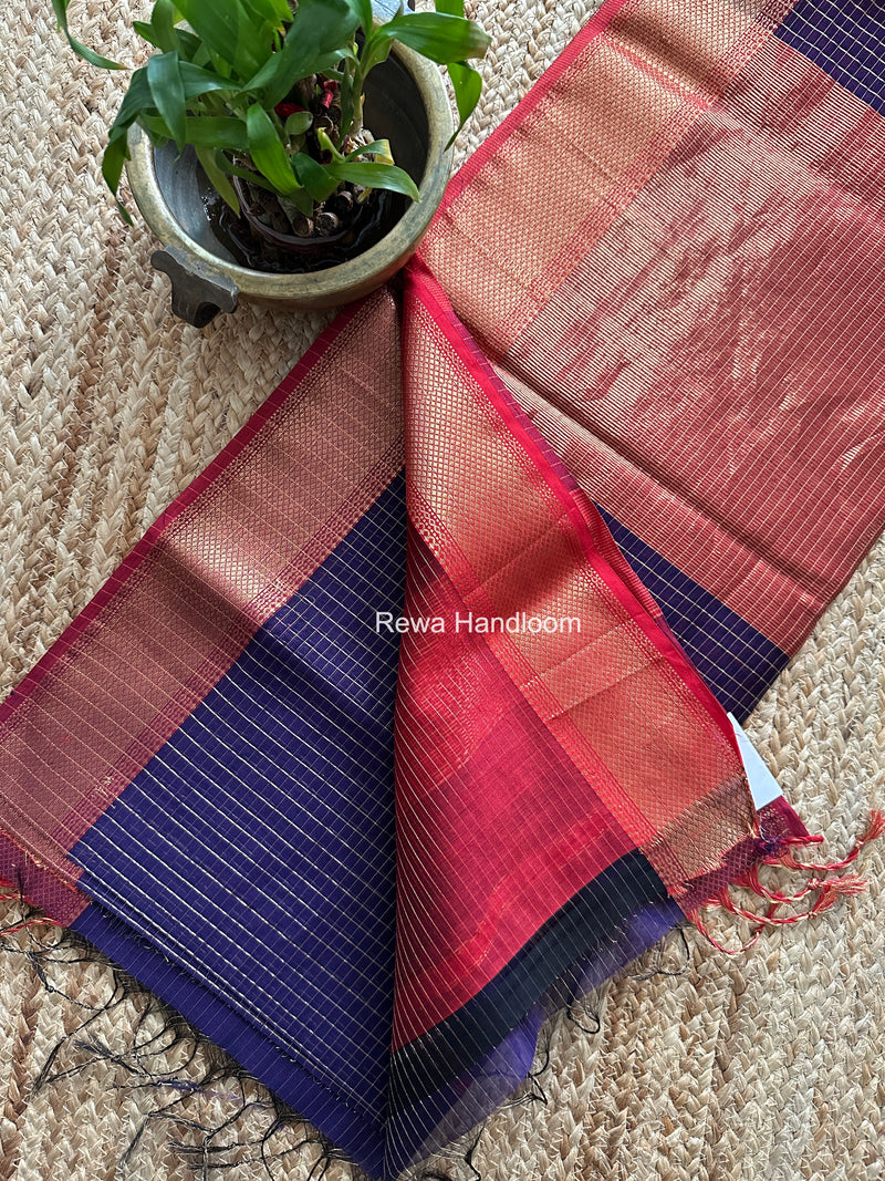 Maheshwari Violet Zari Checks Saree ZCHX480