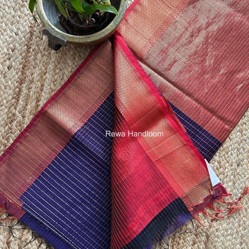 Maheshwari Violet Zari Checks Saree ZCHX480