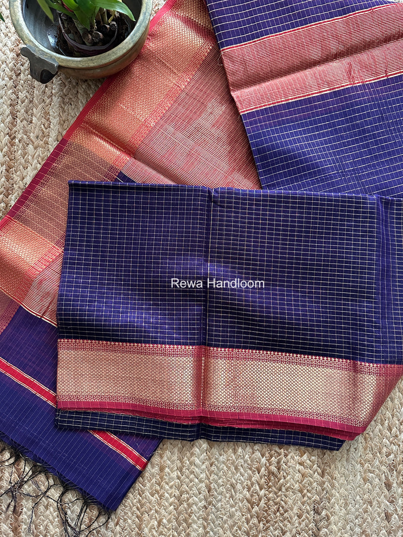 Maheshwari Violet Zari Checks Saree ZCHX480