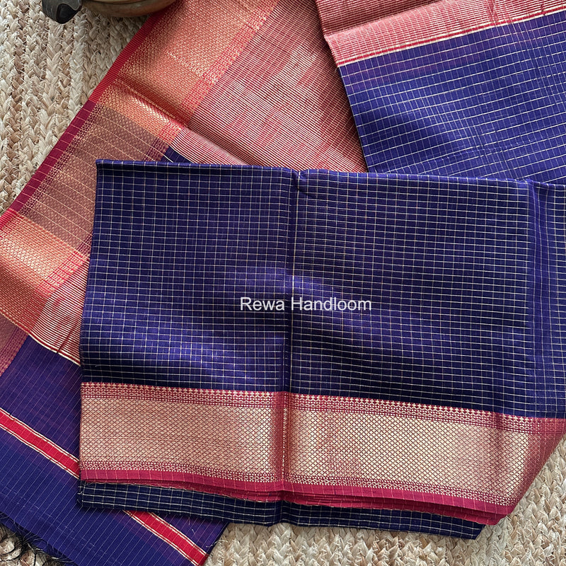 Maheshwari Violet Zari Checks Saree ZCHX480