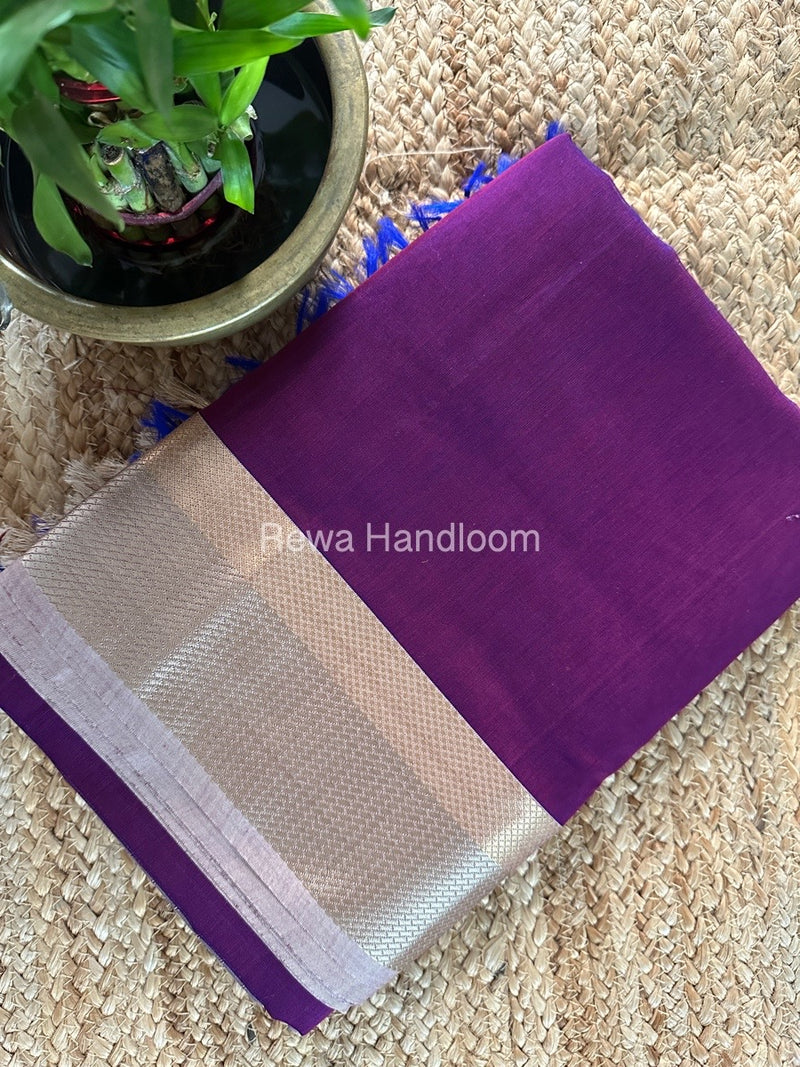 Maheshwari Purple Colour Resham Thread Border Saree RTS071